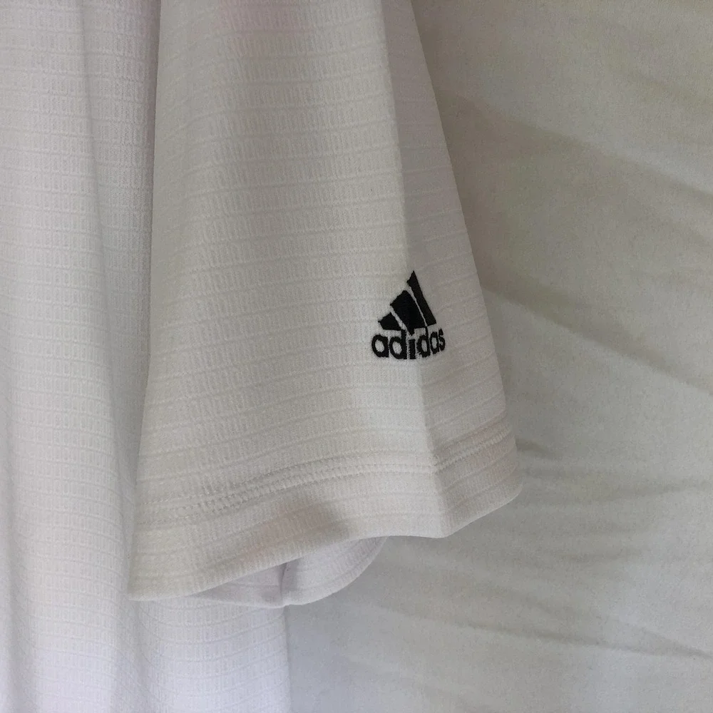 Adidas Polo Shirt Mens Large White Pebble Beach Golf Links Climalite Performance